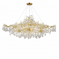 Linear Crystal Chandelier Built for Modern Elegance, 14-Light Gold Finish, Tree Branch Design, Dimmable G9 Base