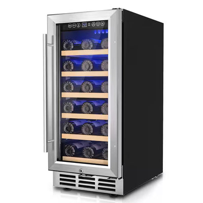 Wine Cooler Built for Precision Storage, 30 Bottle Single Zone, UV-Resistant Glass, Compressor Cooling