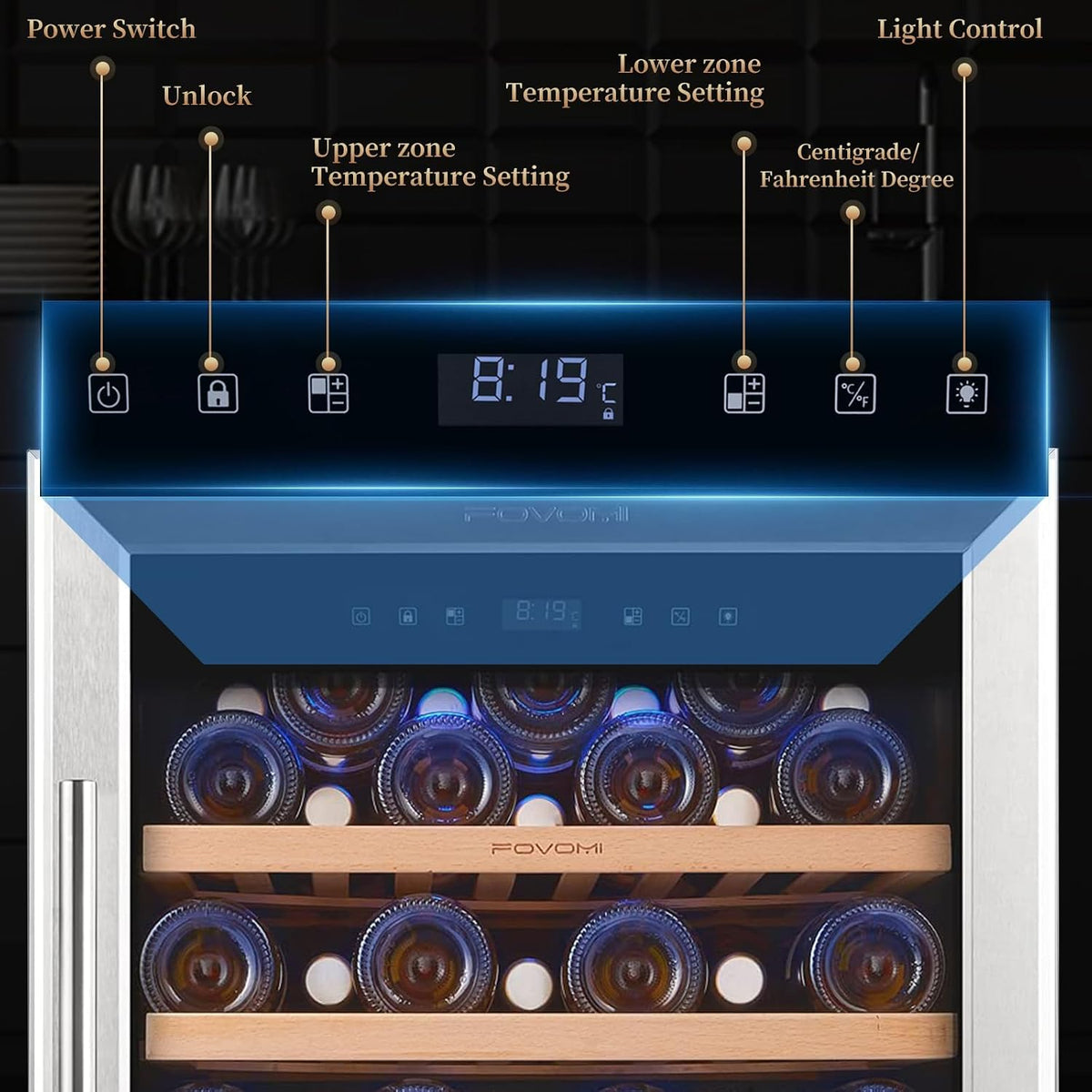 Wine Fridge 52-Bottle Wine Cooler Refrigerators Dual-Zone | Freestanding Compressor Cooling,With 41-68°F