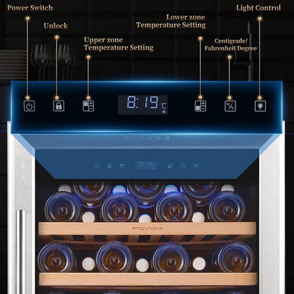 Wine Fridge 52-Bottle Wine Cooler Refrigerators Dual-Zone | Freestanding Compressor Cooling,With 41-68°F