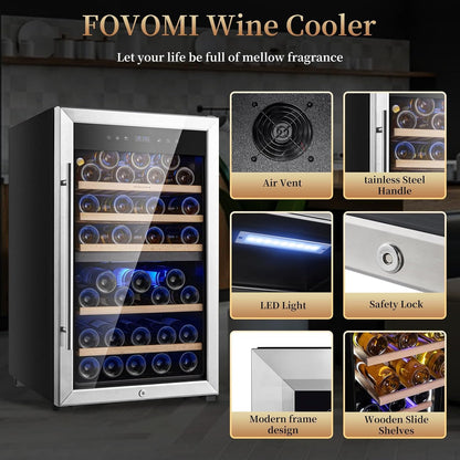 Wine Fridge 52-Bottle Wine Cooler Refrigerators Dual-Zone | Freestanding Compressor Cooling,With 41-68°F