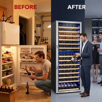 Wine Cooler Fridge Built to Preserve Collections, 24 Inch Dual Zone, Professional Compressor, Quiet Operation — Before & After