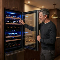 Wine Cooler Fridge Built to Preserve Collections, 24 Inch Dual Zone, Professional Compressor, Quiet Operation — Lifestyle